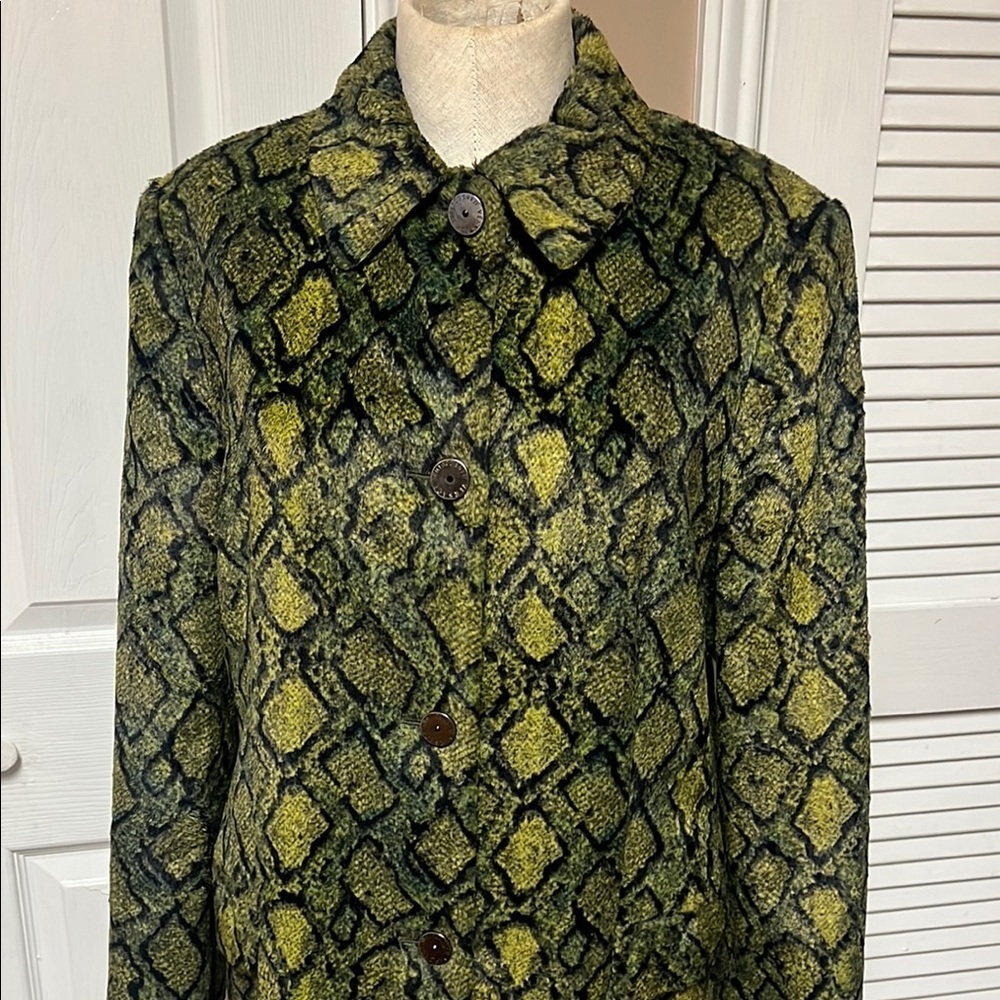 Versace vintage Y2K Vibrant green/ yellow Python faux fur Coat size M - Picture 9 of 14